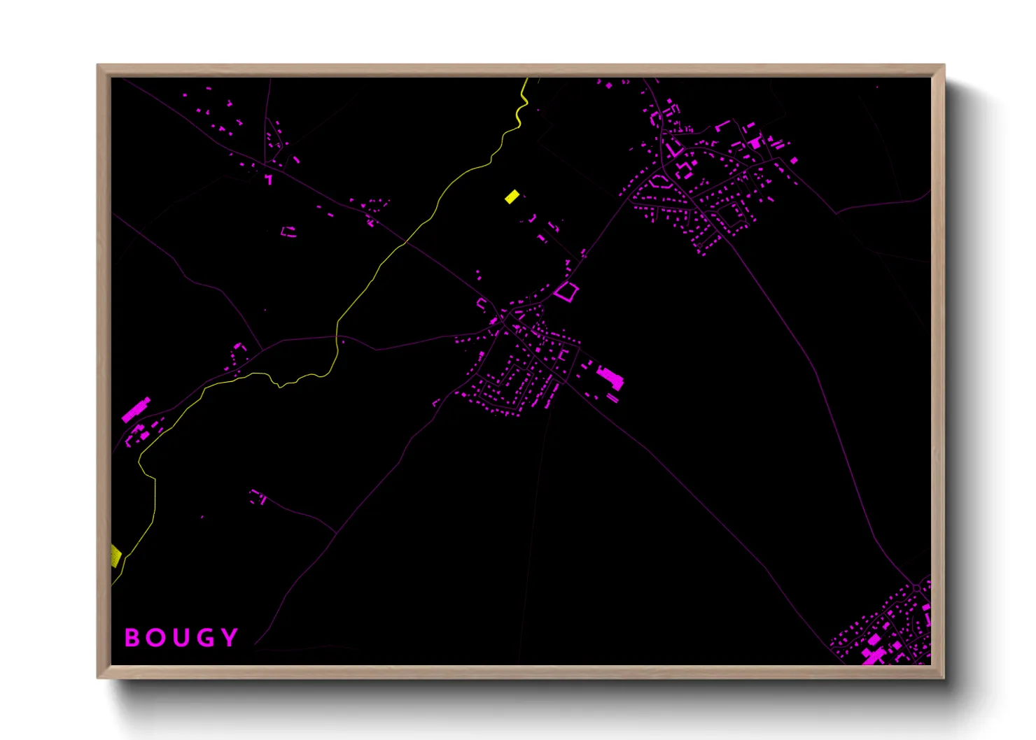 Une affiche de carte sur Bougy