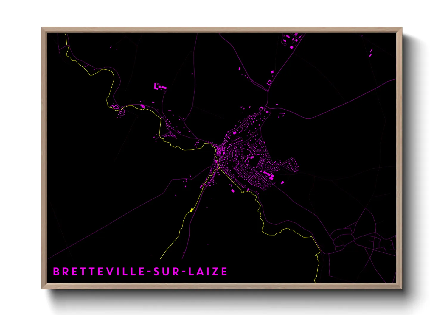 Une affiche de carte sur Bretteville-sur-Laize