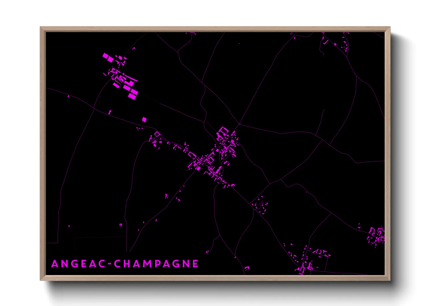 Une affiche de carte sur Angeac-Champagne