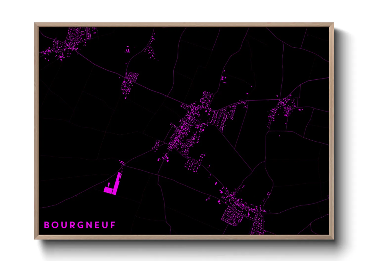 Une affiche de carte sur Bourgneuf
