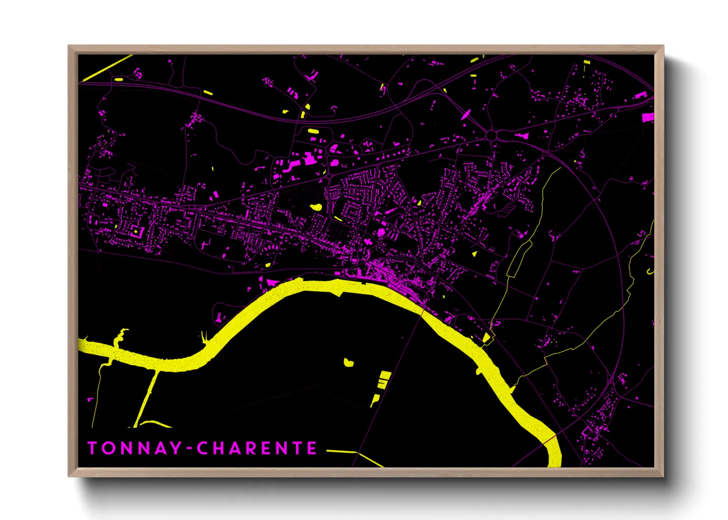 Une affiche de carte sur Tonnay-Charente