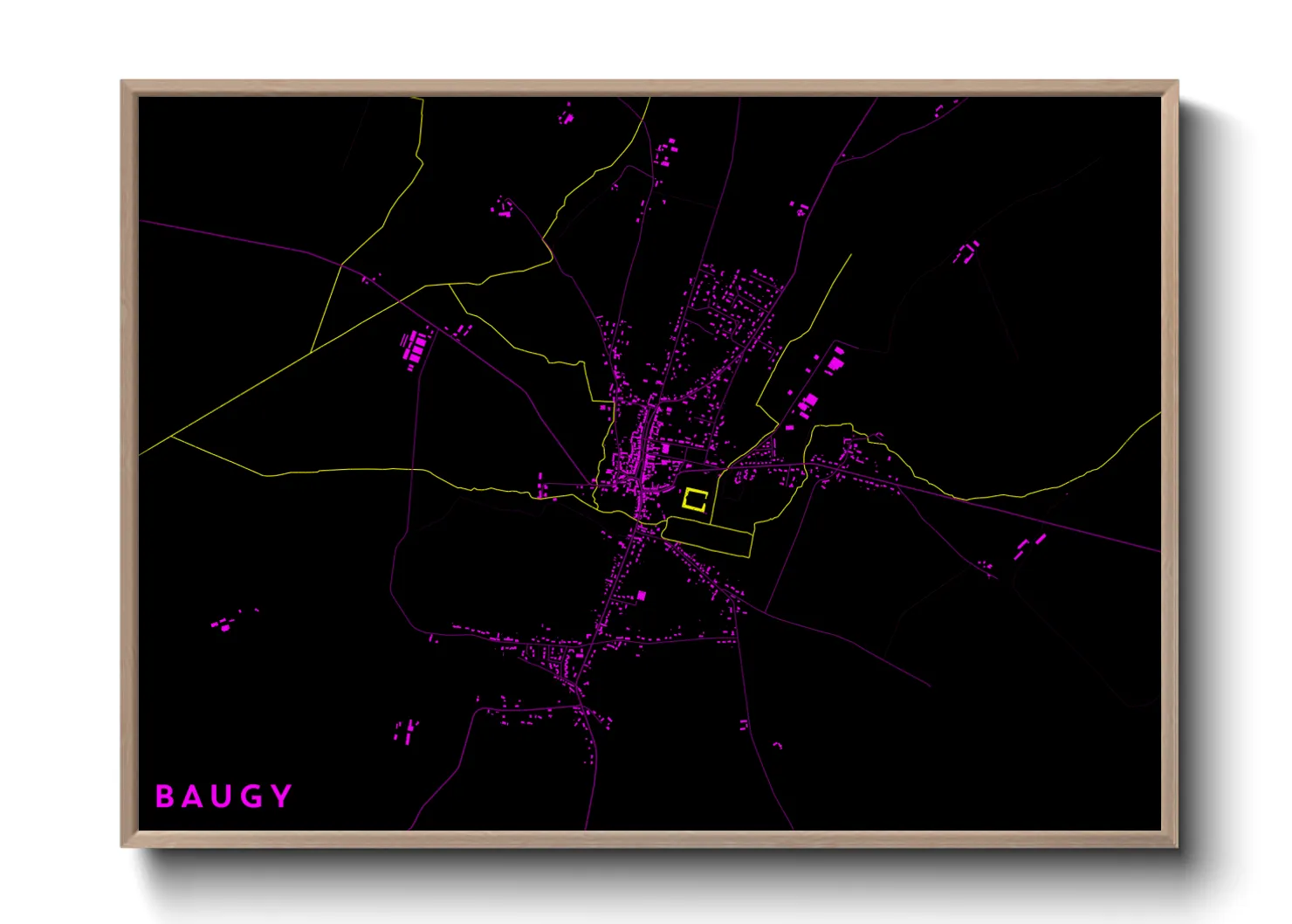 Une affiche de carte sur Baugy