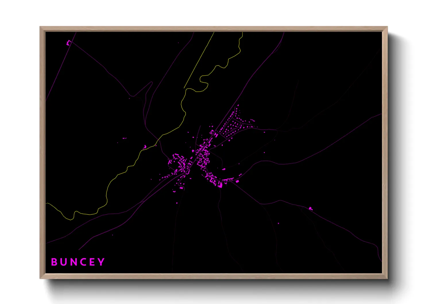 Une affiche de carte sur Buncey