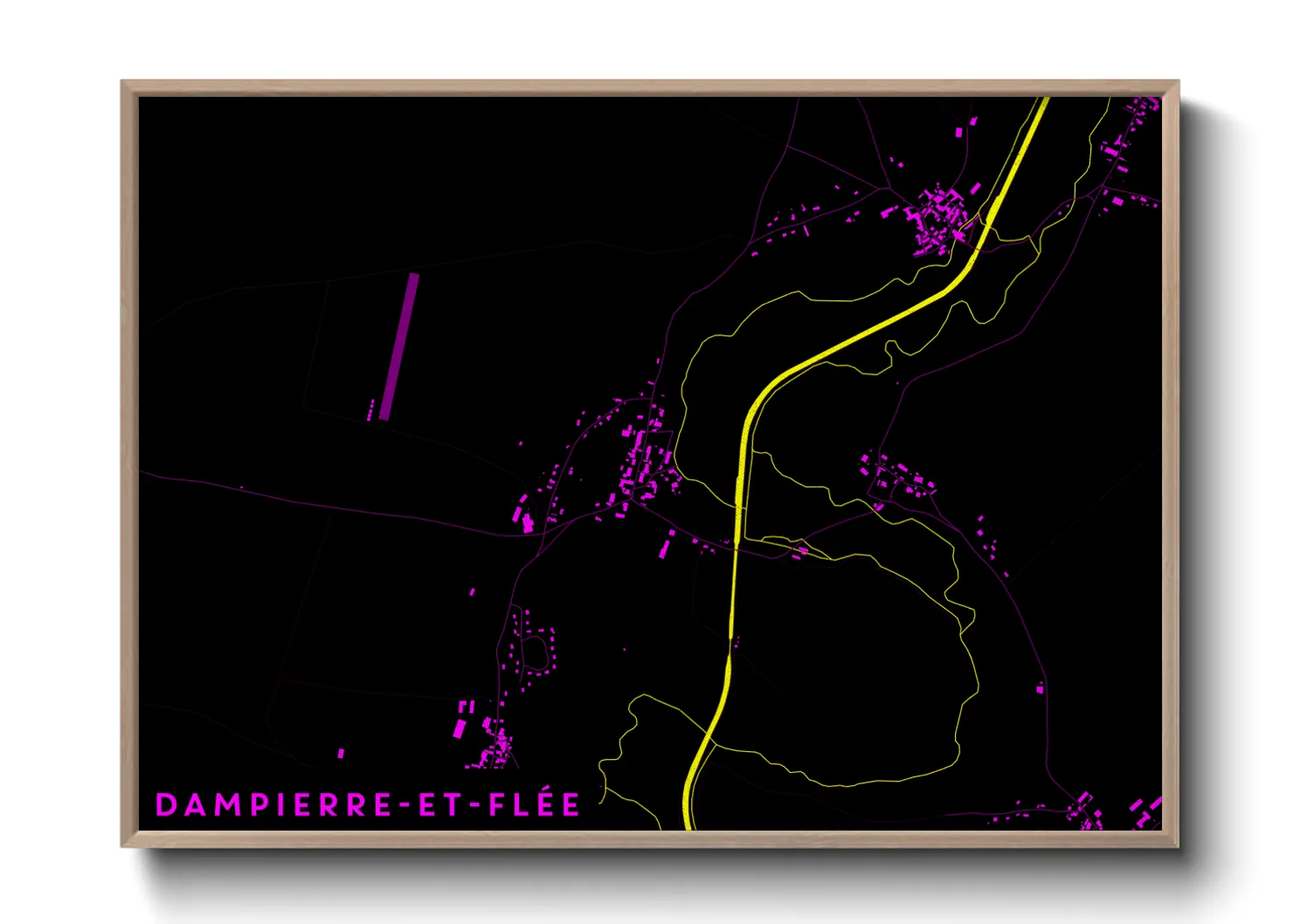 Une affiche de carte sur Dampierre-et-Flée
