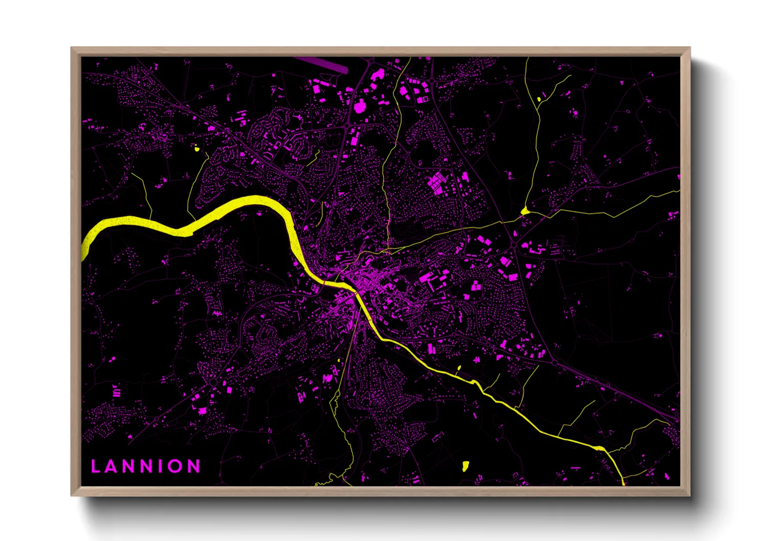 Une affiche de carte sur Lannion