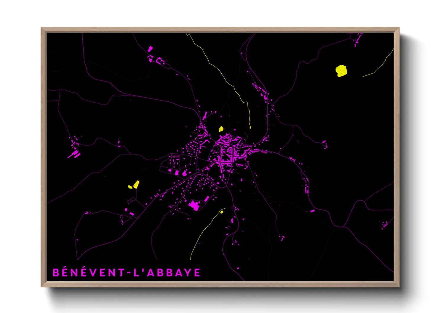 Une affiche de carte sur Bénévent-l'Abbaye