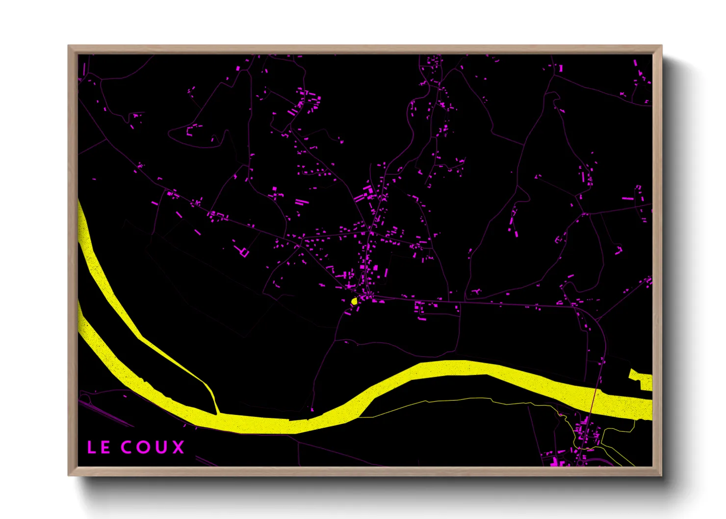 Une affiche de carte sur Le Coux