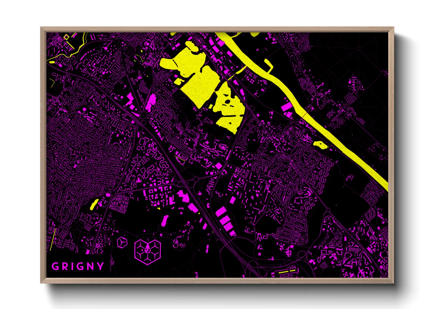 Une affiche de carte sur Grigny