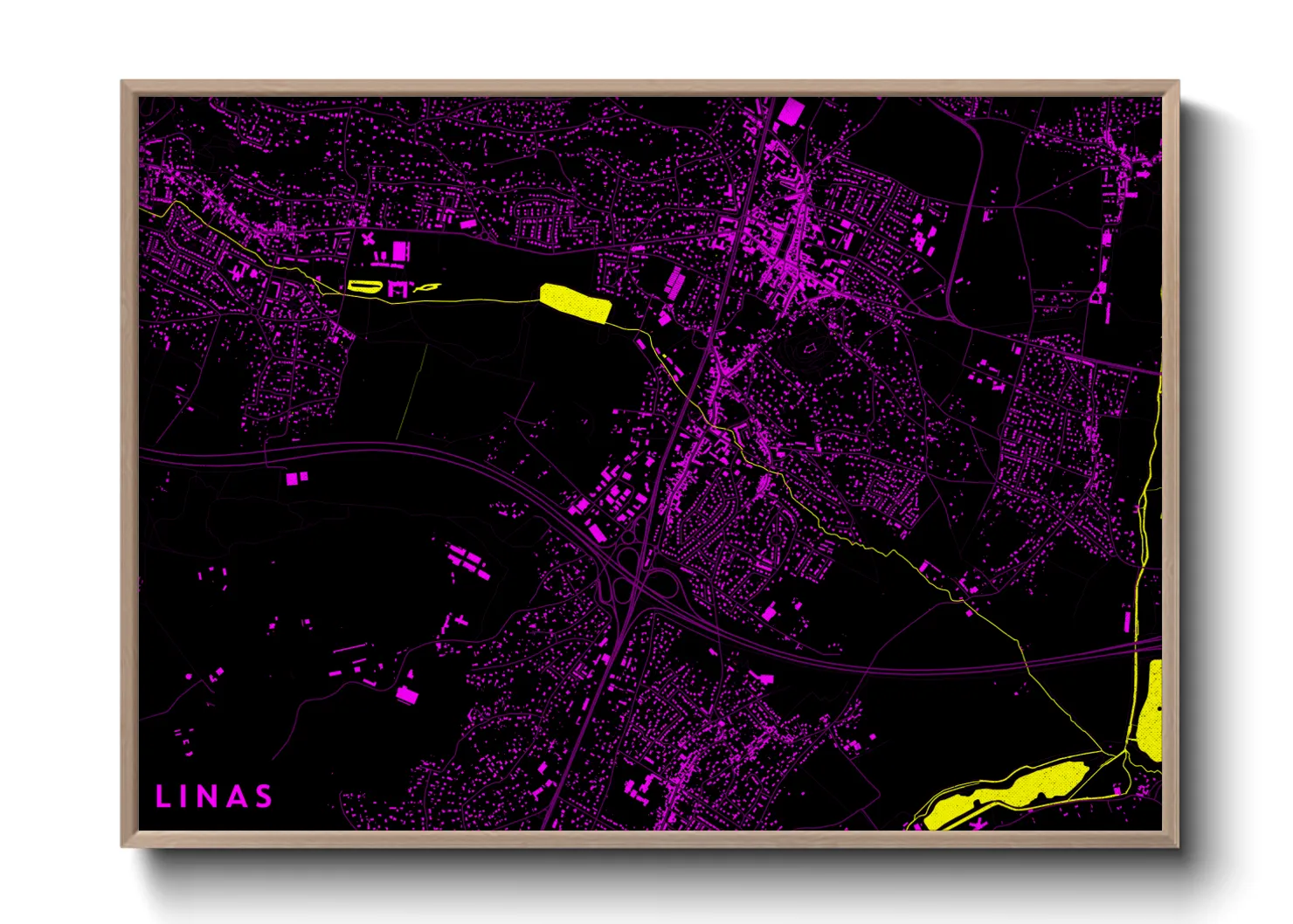 Une affiche de carte sur Linas