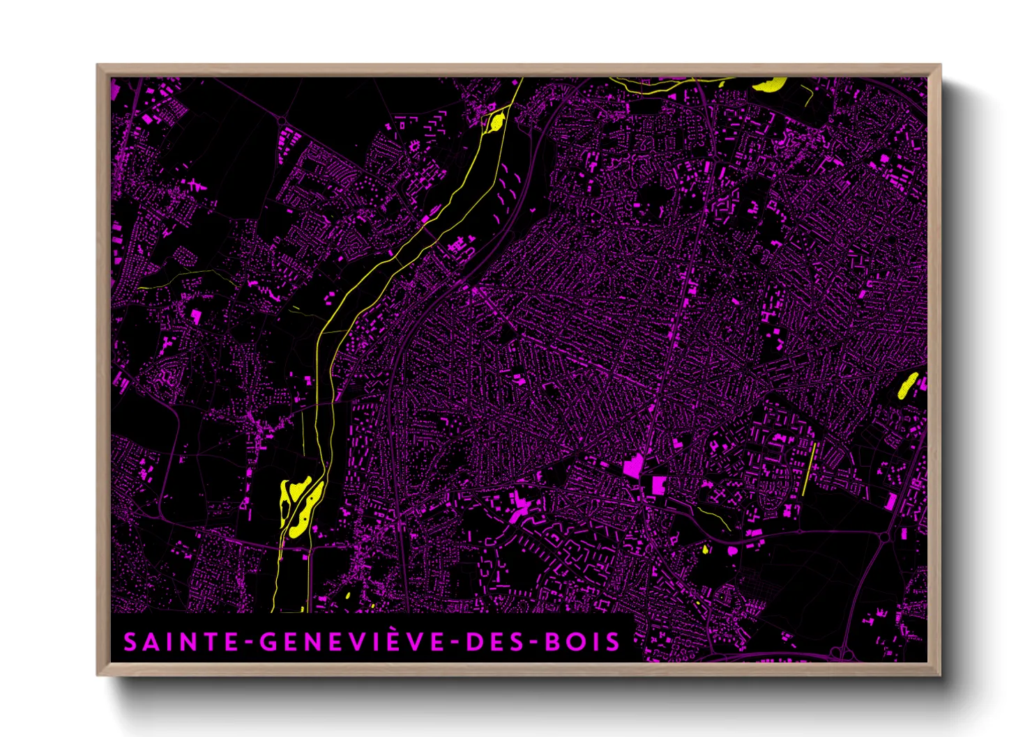 Une affiche de carte sur Sainte-Geneviève-des-Bois