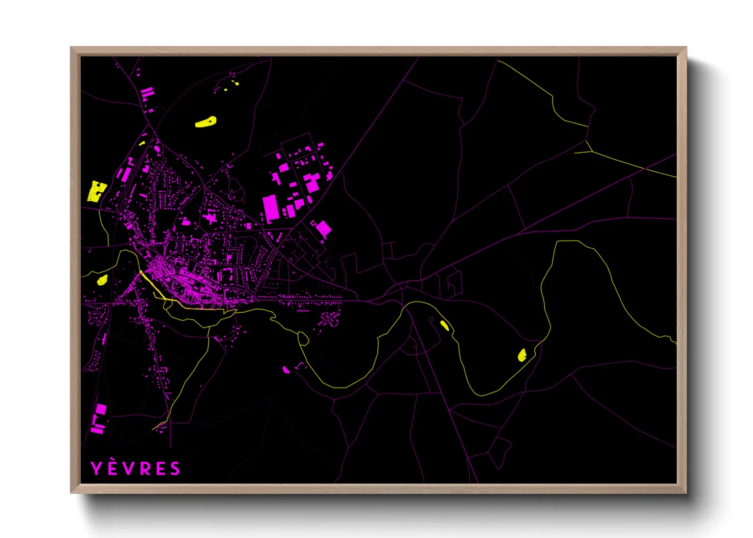 Une affiche de carte sur Yèvres