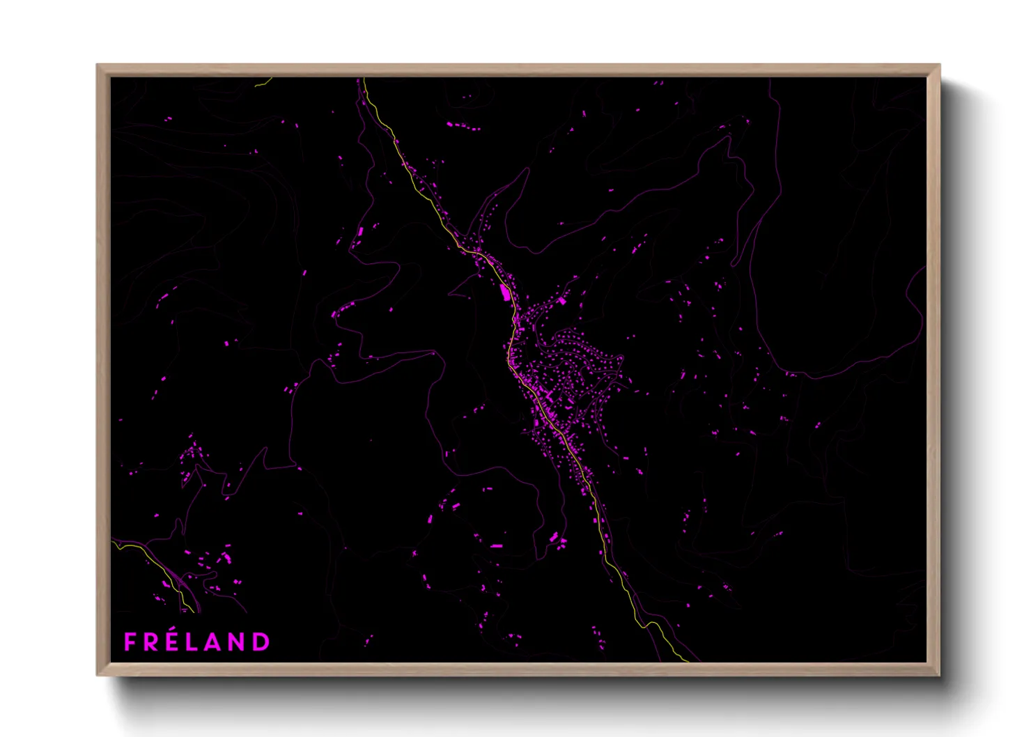 Une affiche de carte sur Fréland