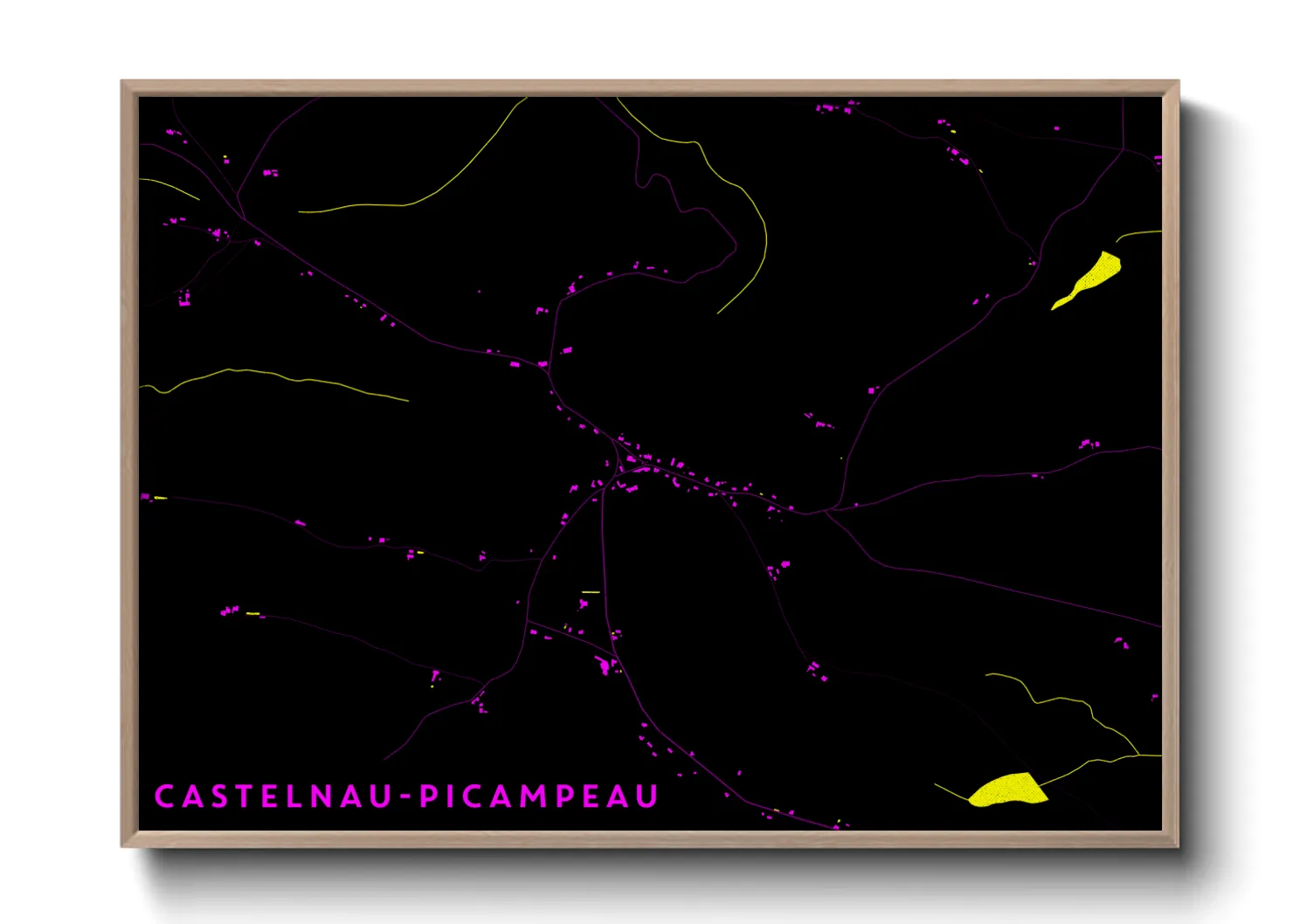 Une affiche de carte sur Castelnau-Picampeau