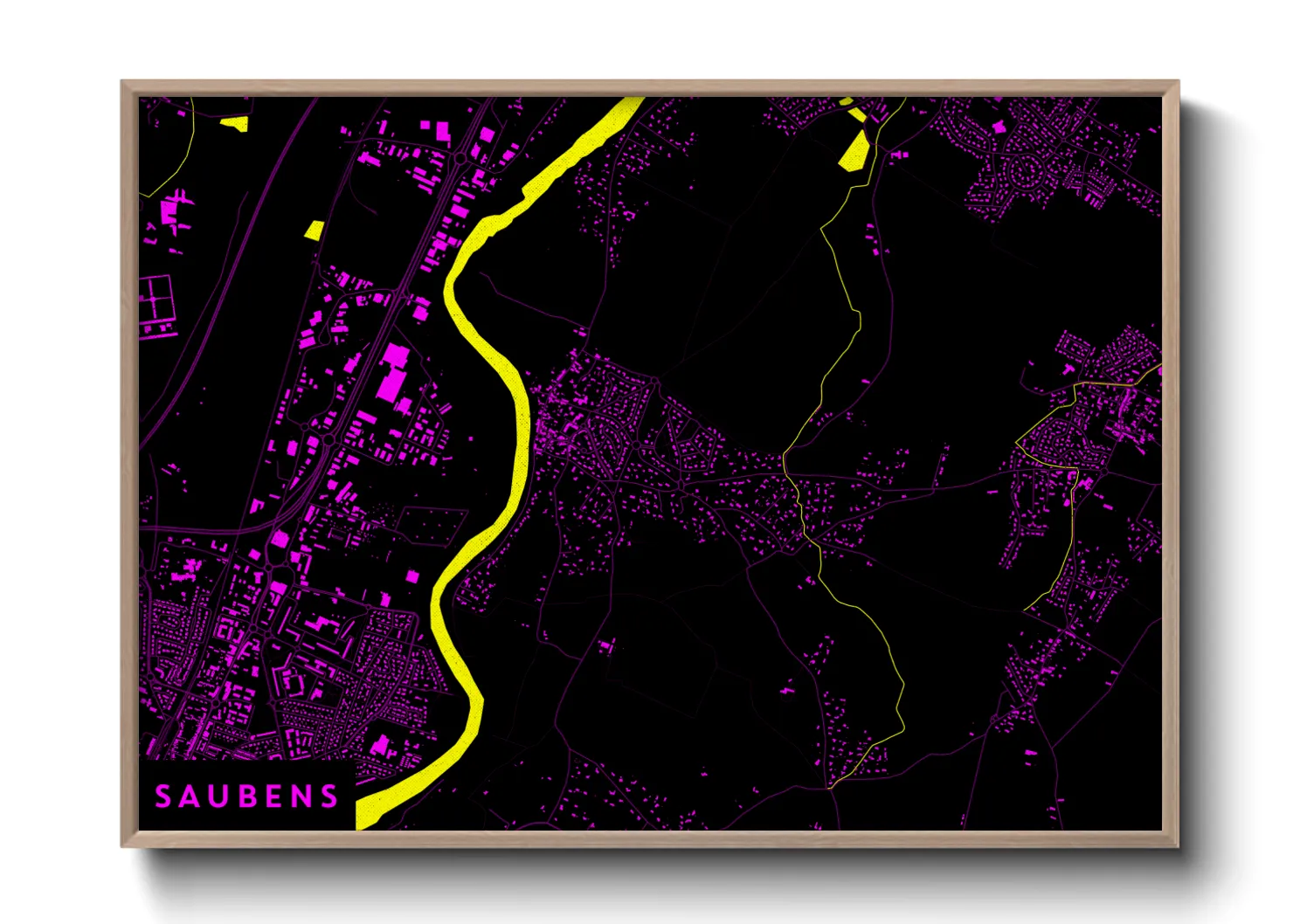 Une affiche de carte sur Saubens
