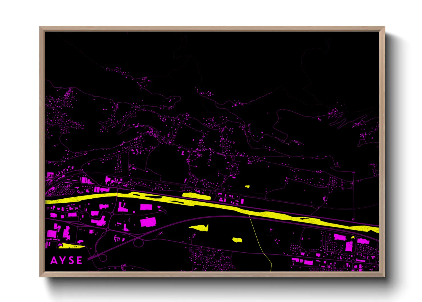 Une affiche de carte sur Ayse