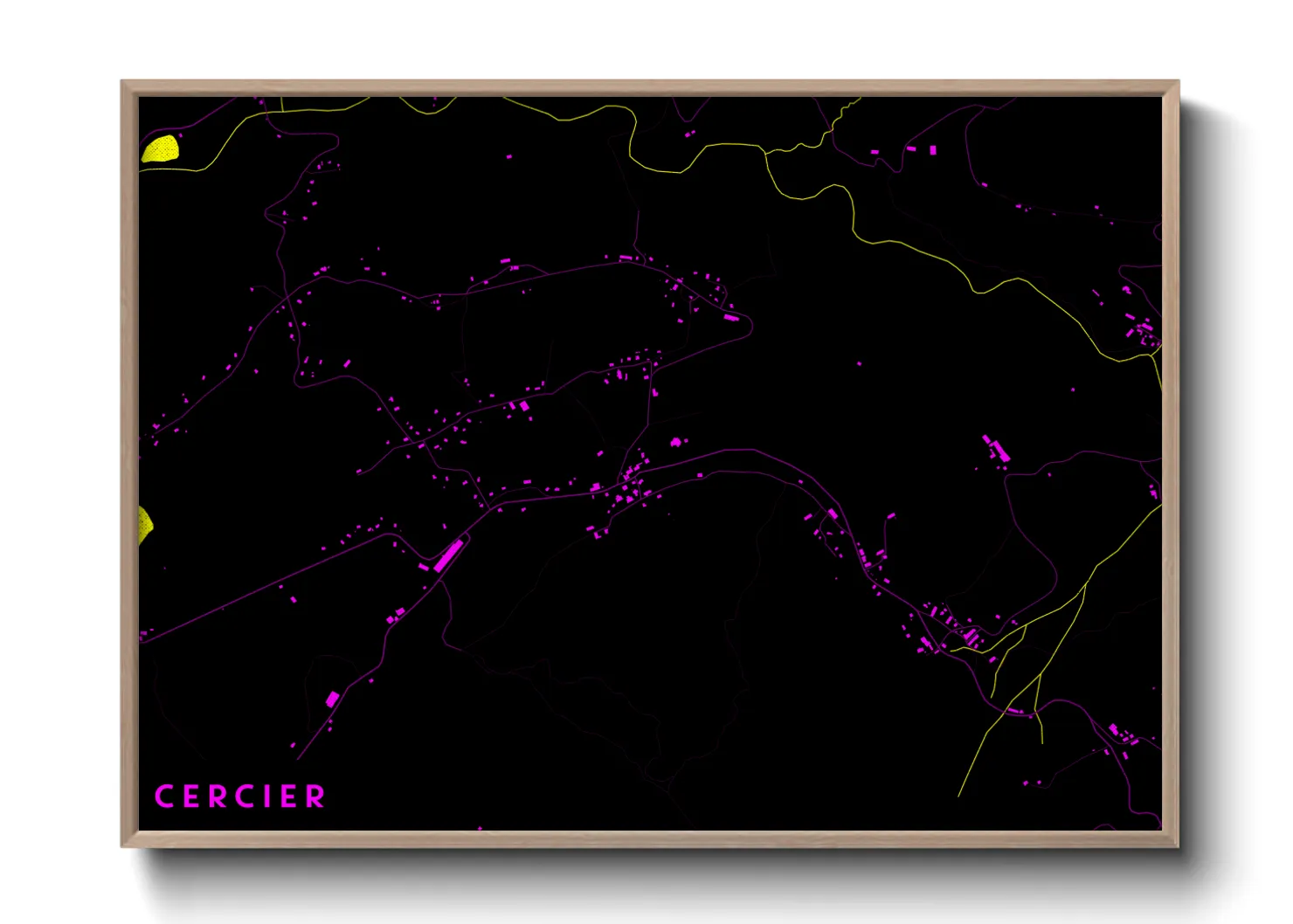 Une affiche de carte sur Cercier