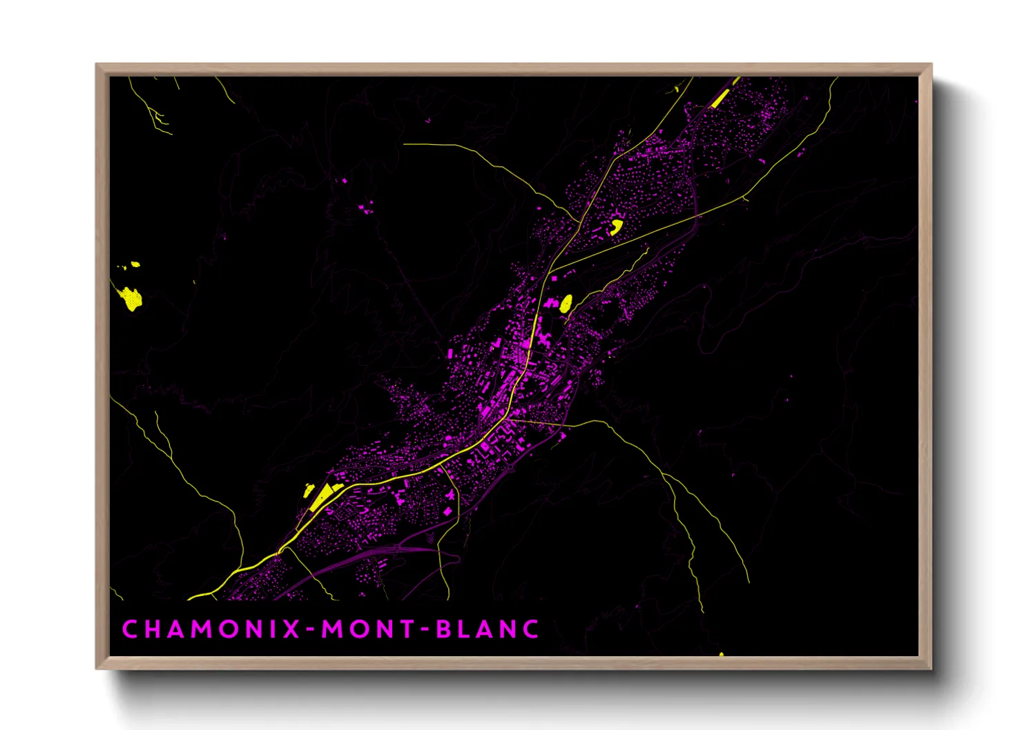 Une affiche de carte sur Chamonix-Mont-Blanc