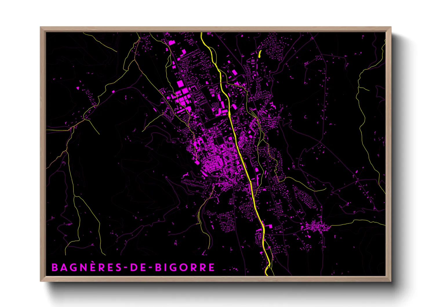 Une affiche de carte sur Bagnères-de-Bigorre
