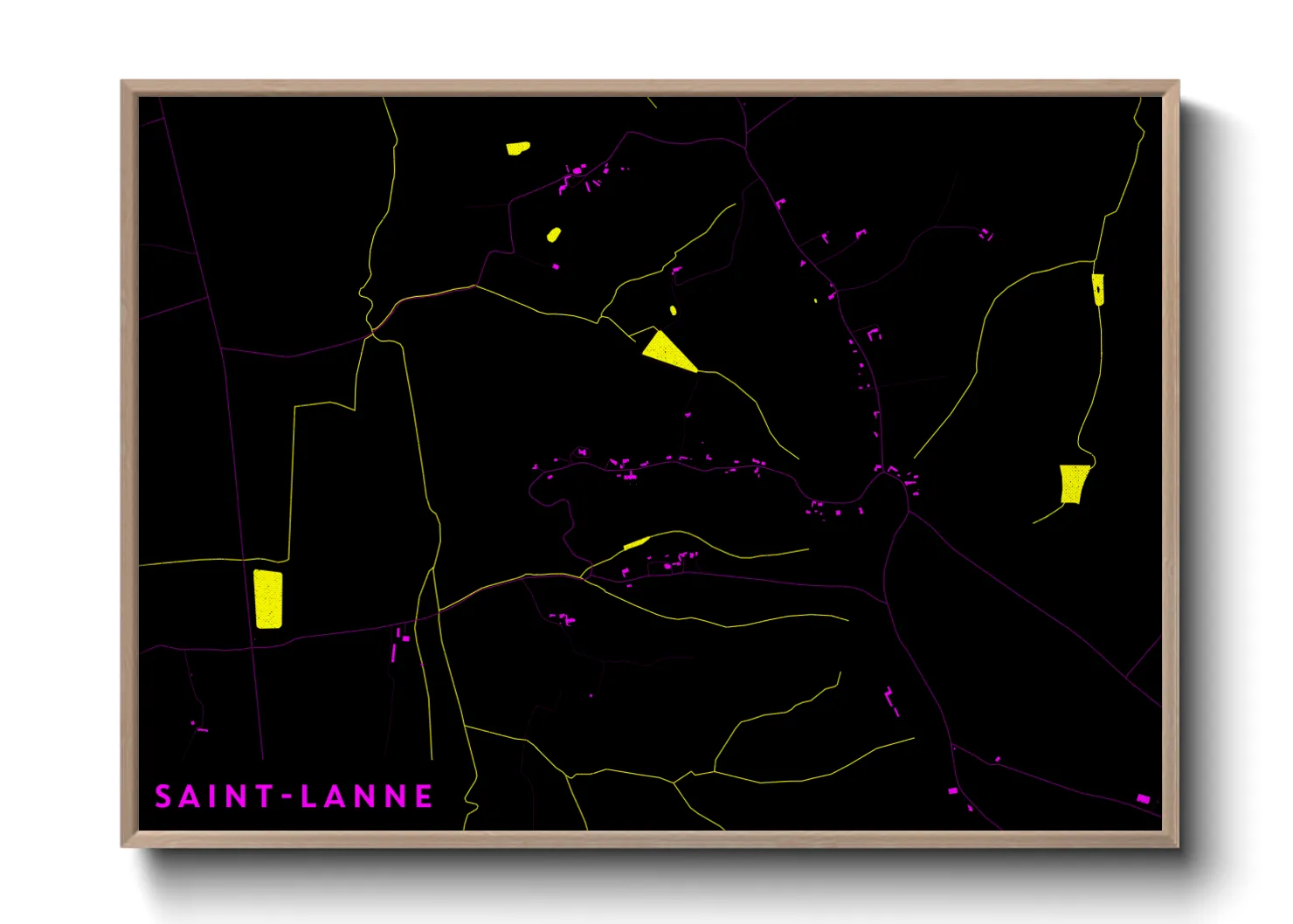 Une affiche de carte sur Saint-Lanne