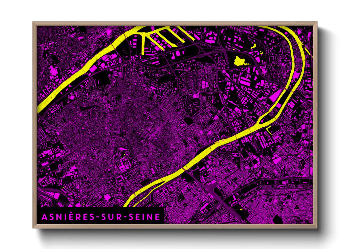 Une affiche de carte sur Asnières-sur-Seine