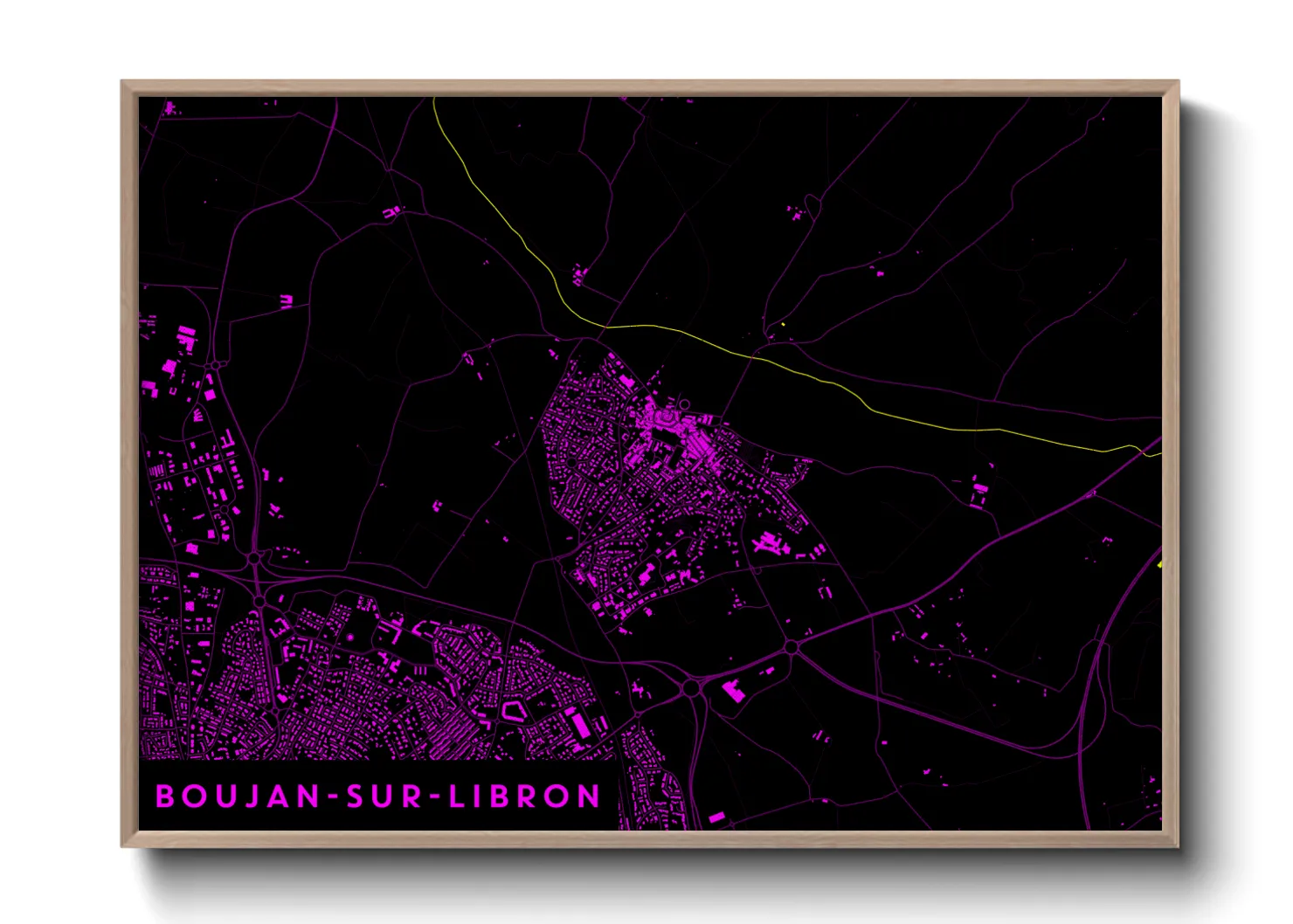 Une affiche de carte sur Boujan-sur-Libron