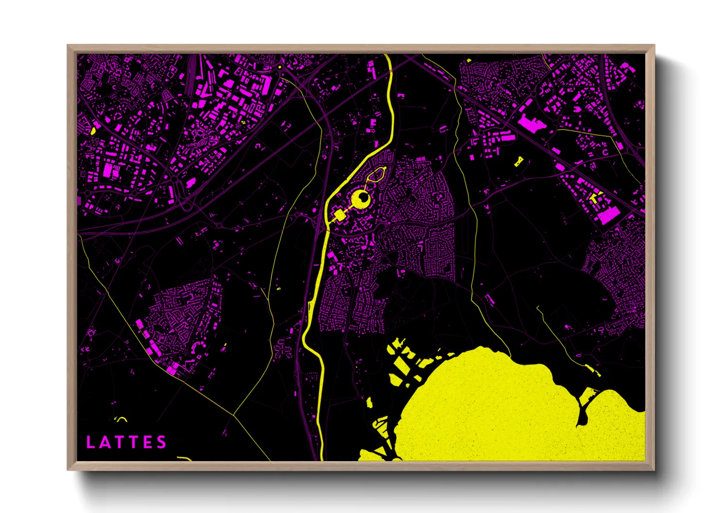 Une affiche de carte sur Lattes