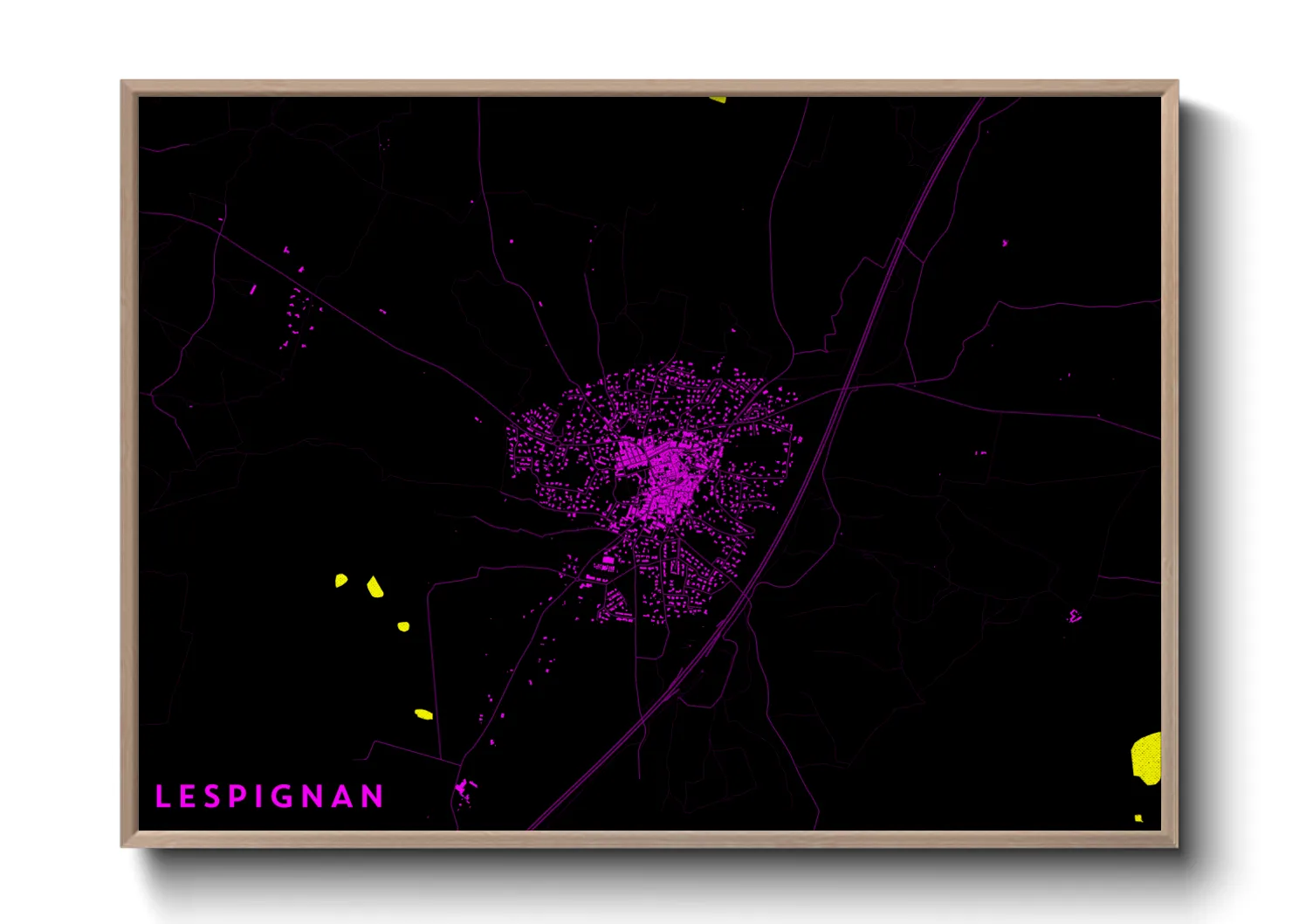 Une affiche de carte sur Lespignan