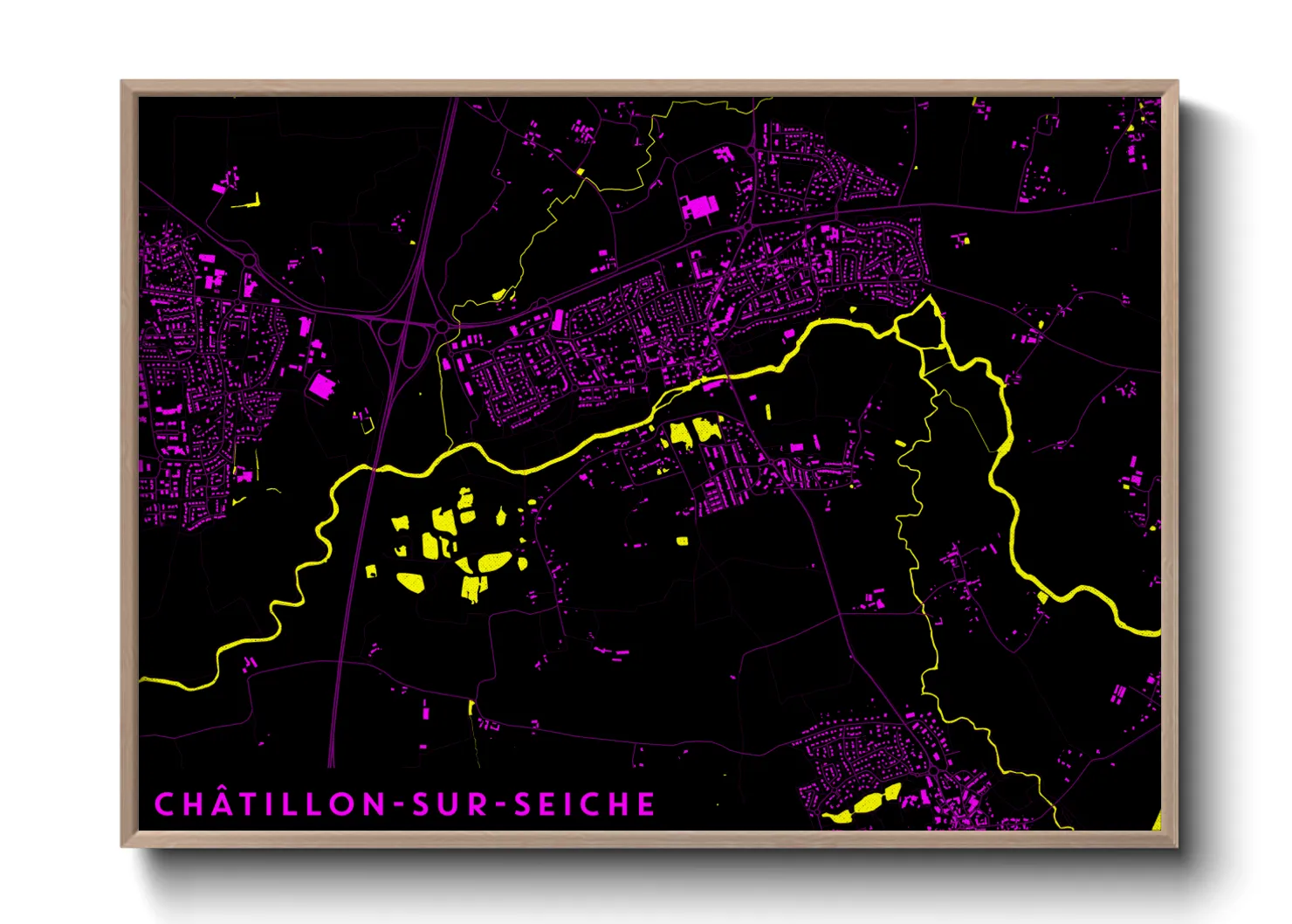 Une affiche de carte sur Châtillon-sur-Seiche