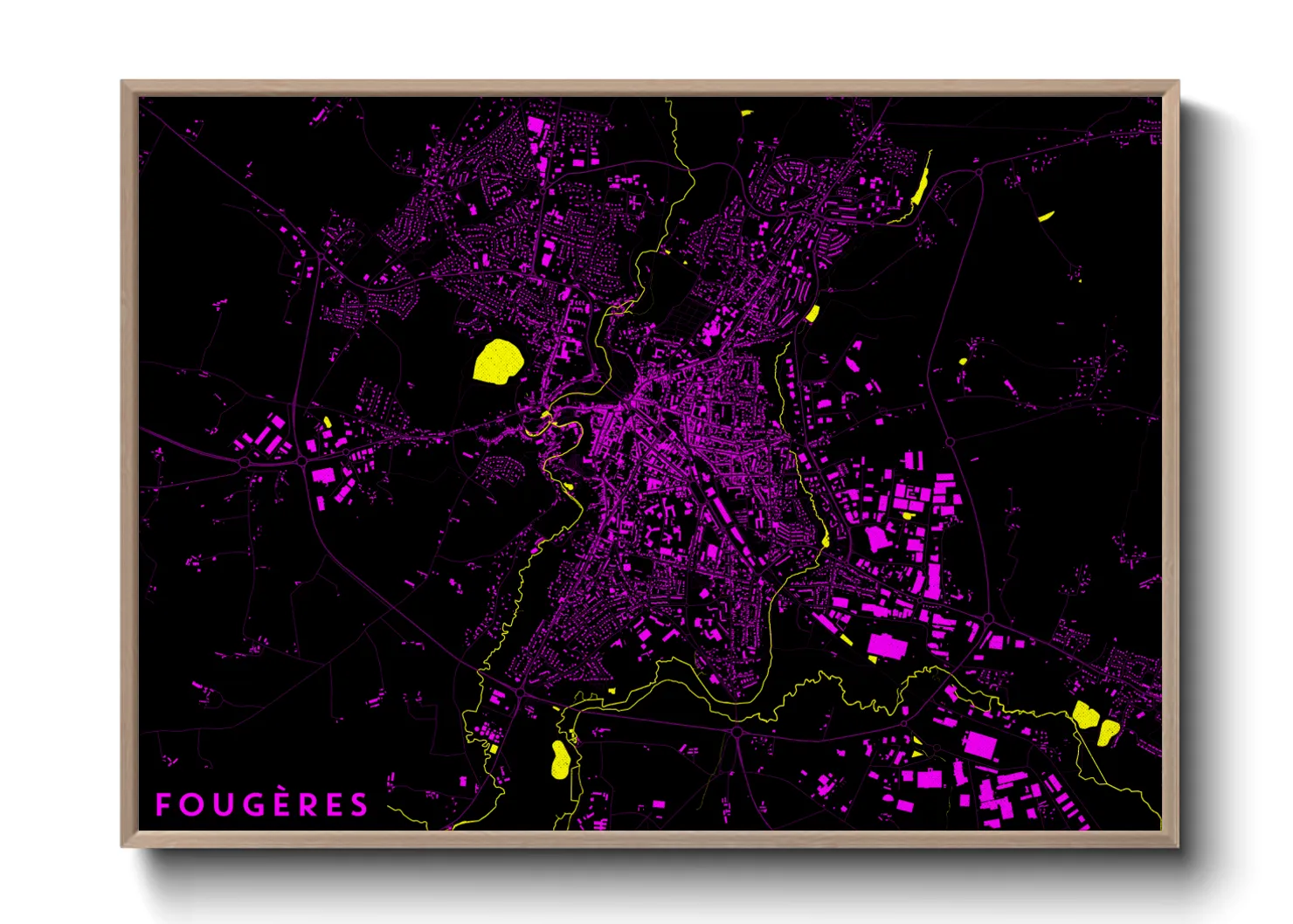 Une affiche de carte sur Fougères