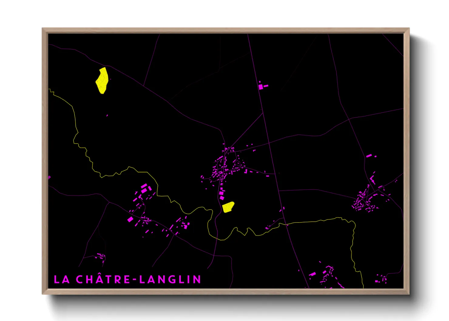 Une affiche de carte sur La Châtre-Langlin