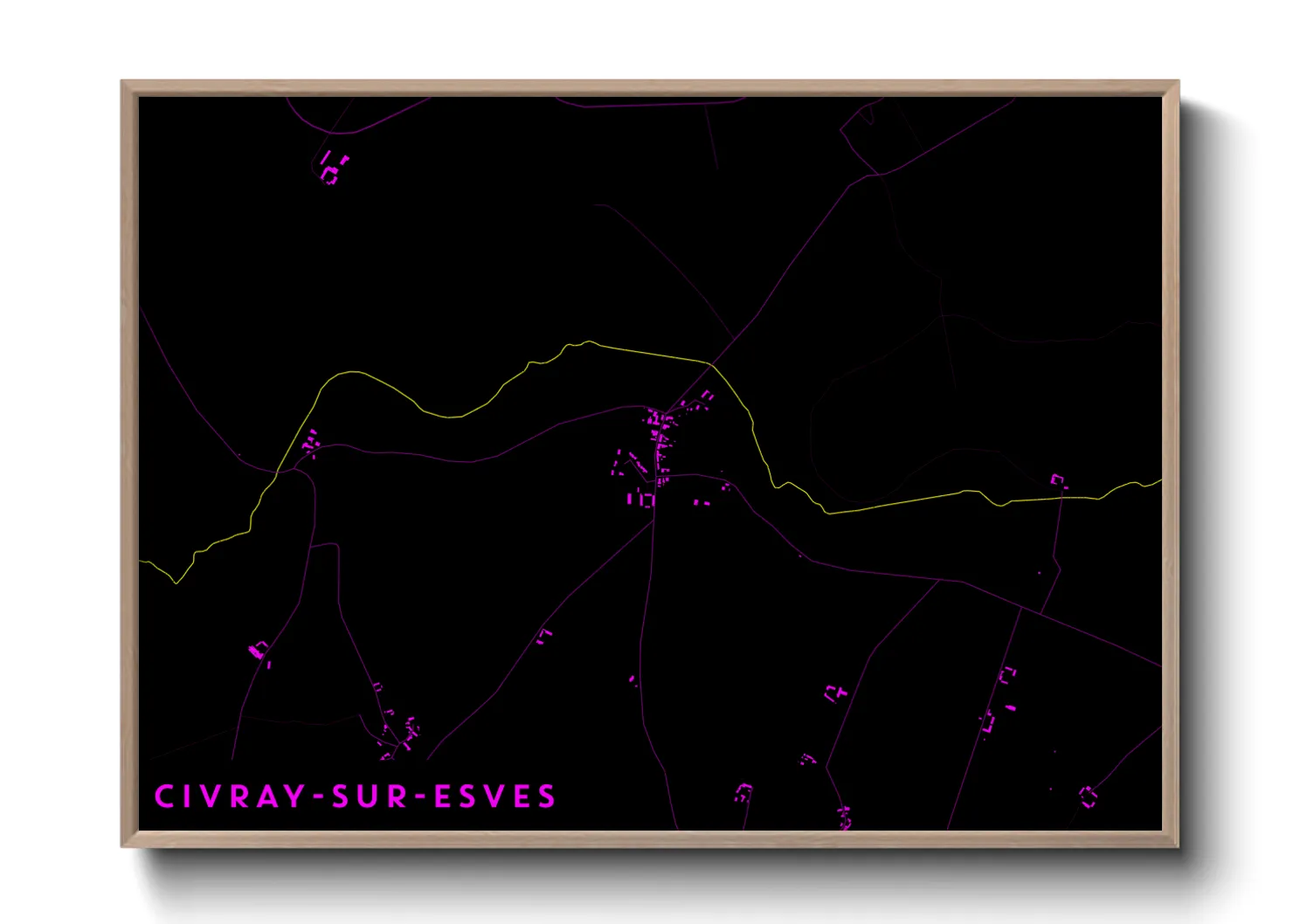 Une affiche de carte sur Civray-sur-Esves