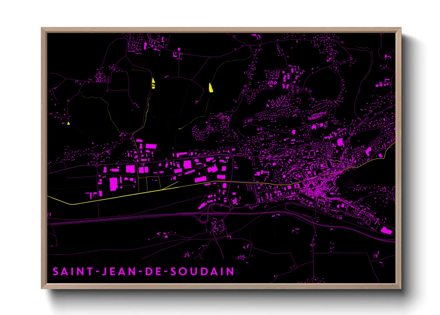 Une affiche de carte sur Saint-Jean-de-Soudain