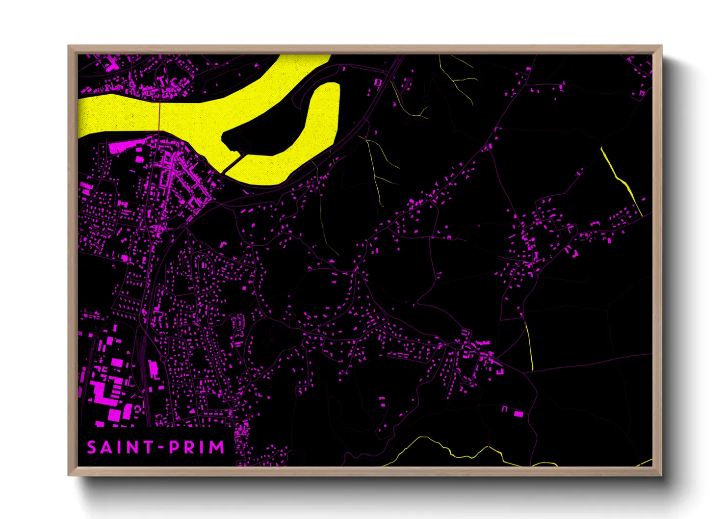 Une affiche de carte sur Saint-Prim