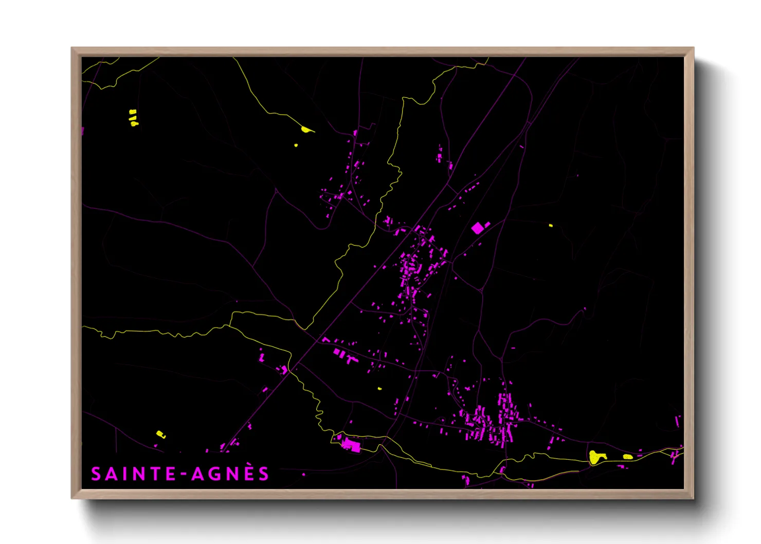 Une affiche de carte sur Sainte-Agnès