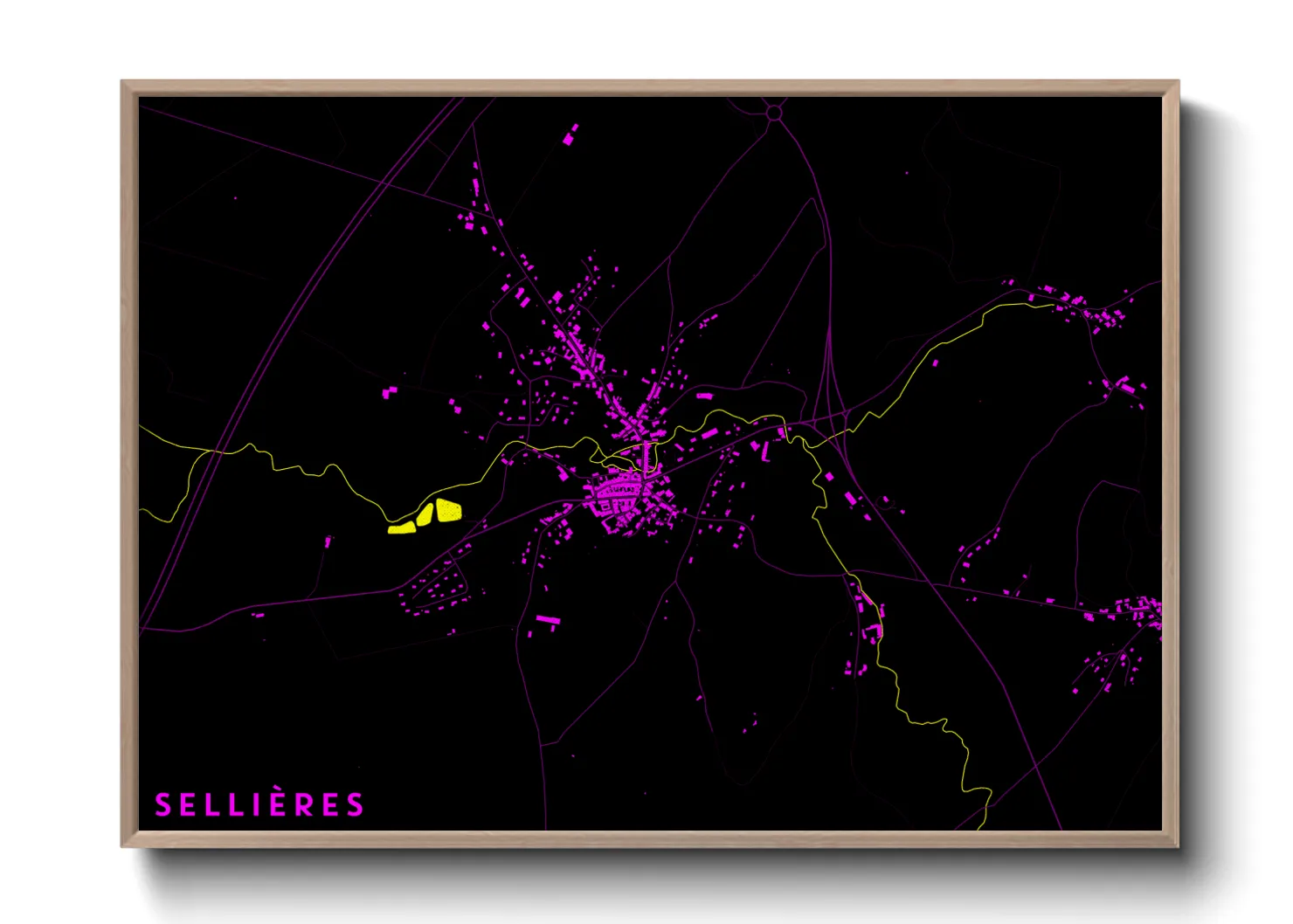 Une affiche de carte sur Sellières