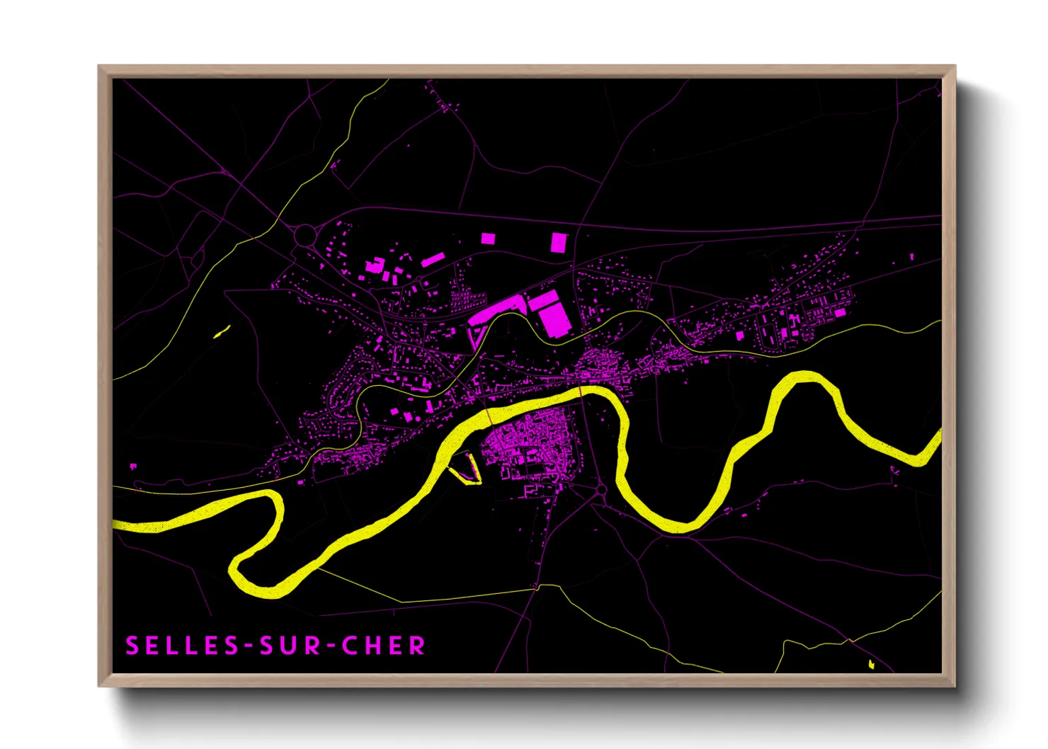 Une affiche de carte sur Selles-sur-Cher