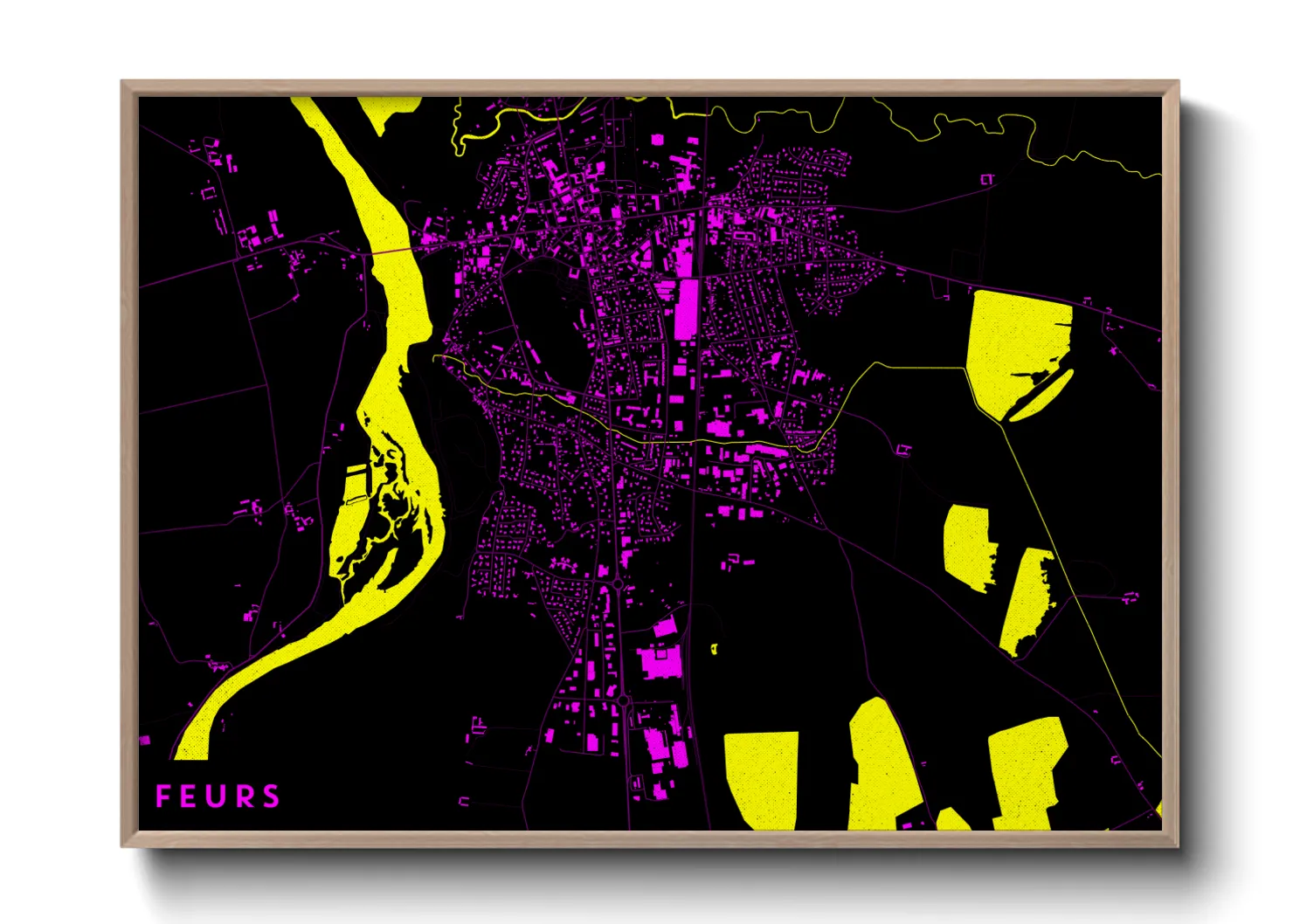 Une affiche de carte sur Feurs