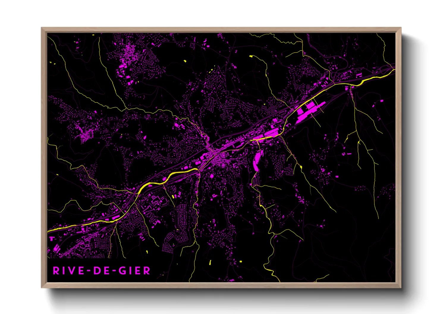 Une affiche de carte sur Rive-de-Gier