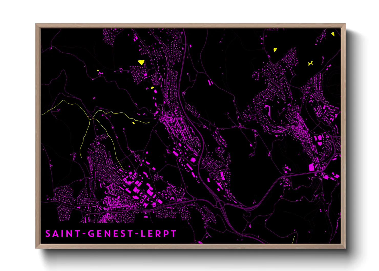 Une affiche de carte sur Saint-Genest-Lerpt