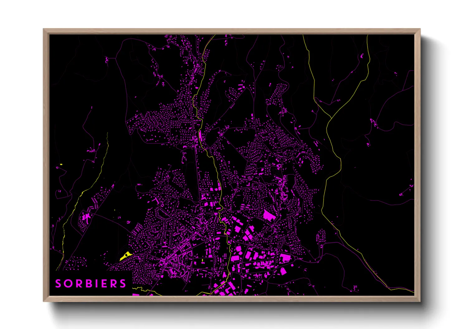 Une affiche de carte sur Sorbiers