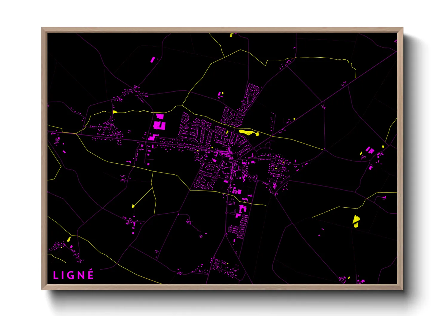Une affiche de carte sur Ligné