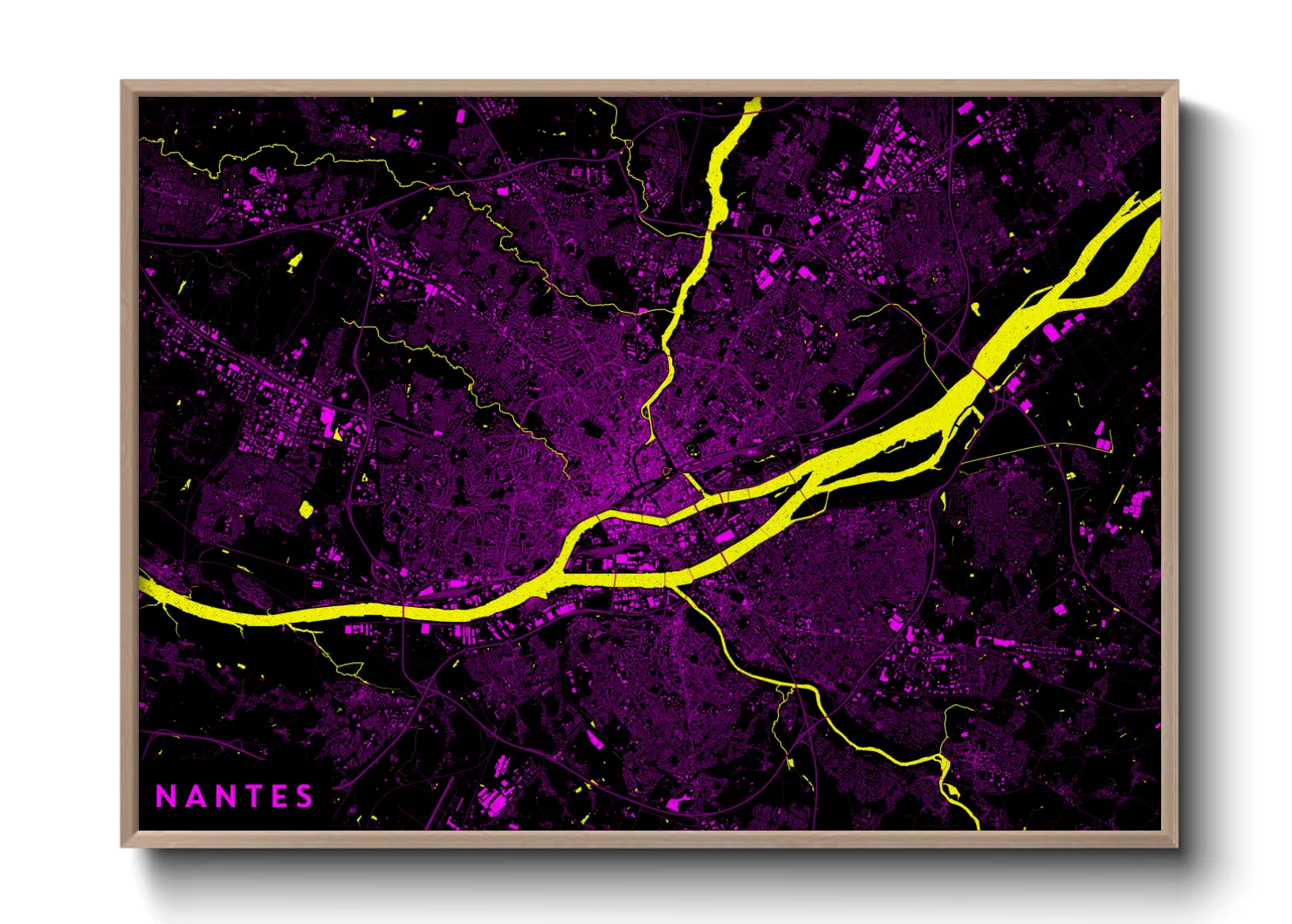 Une affiche de carte sur Nantes
