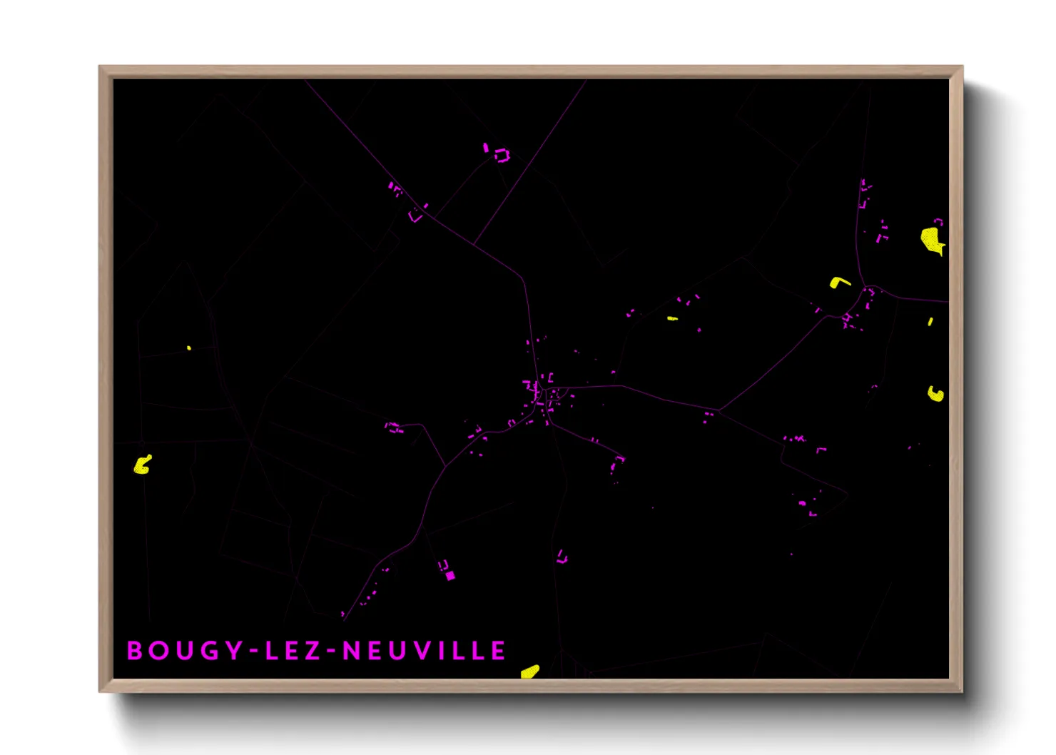 Une affiche de carte sur Bougy-lez-Neuville