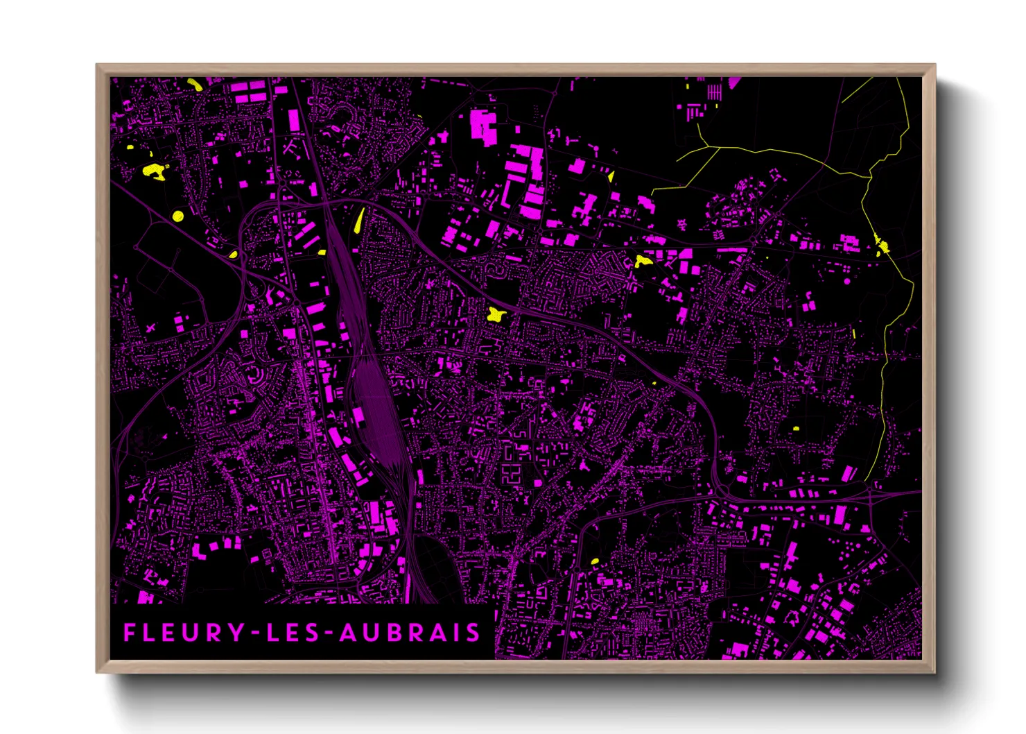 Une affiche de carte sur Fleury-les-Aubrais