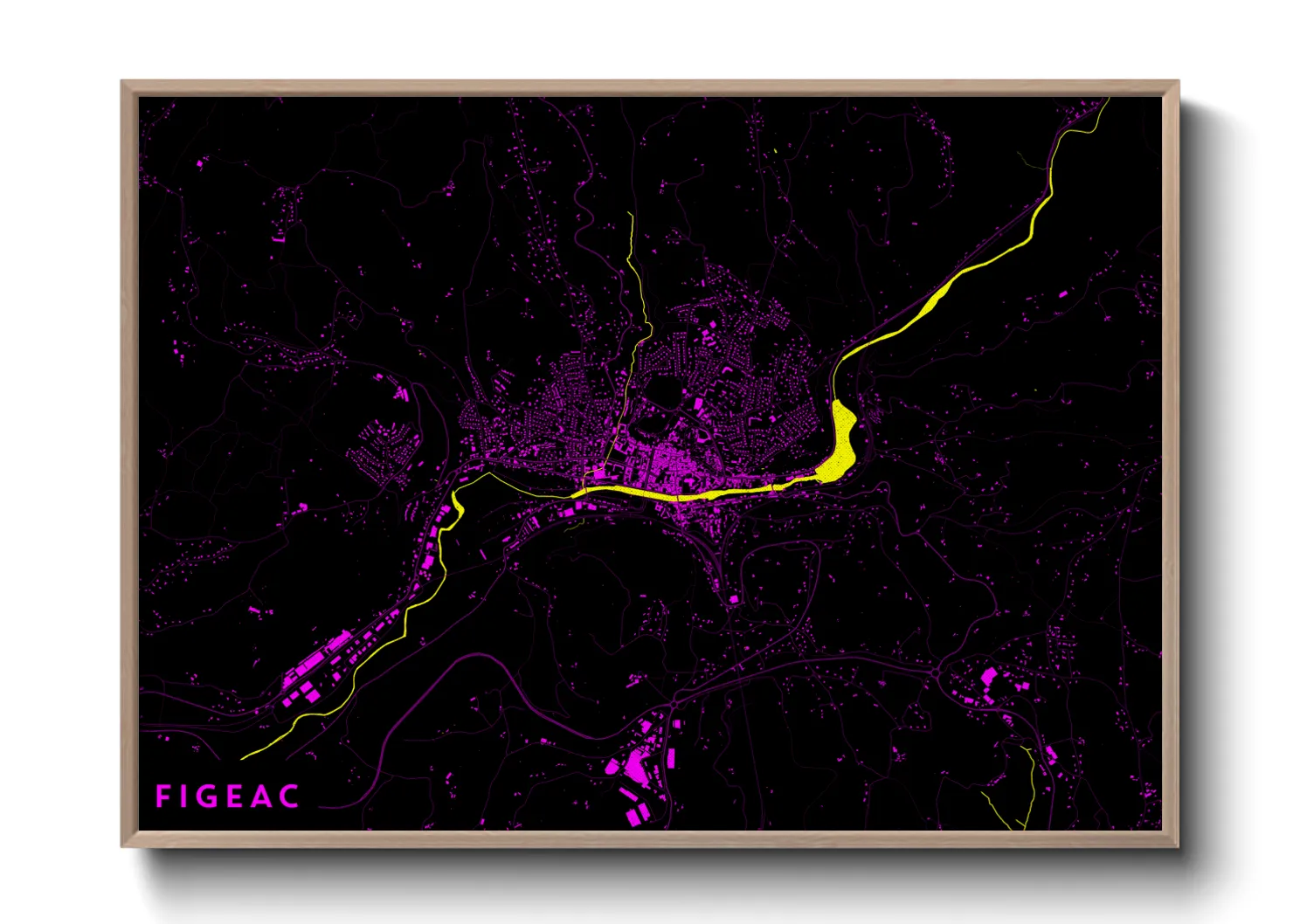 Une affiche de carte sur Figeac