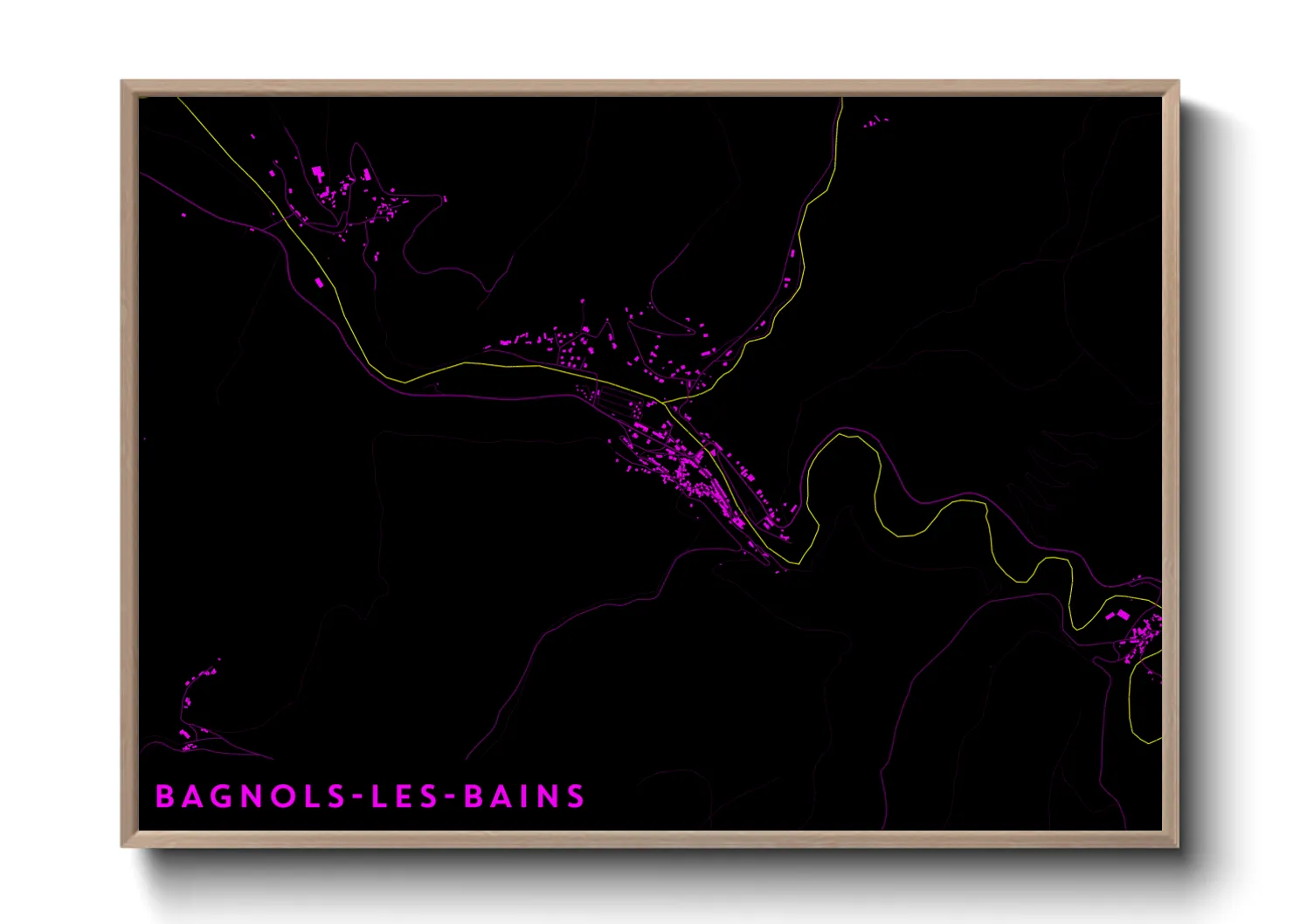 Une affiche de carte sur Bagnols-les-Bains