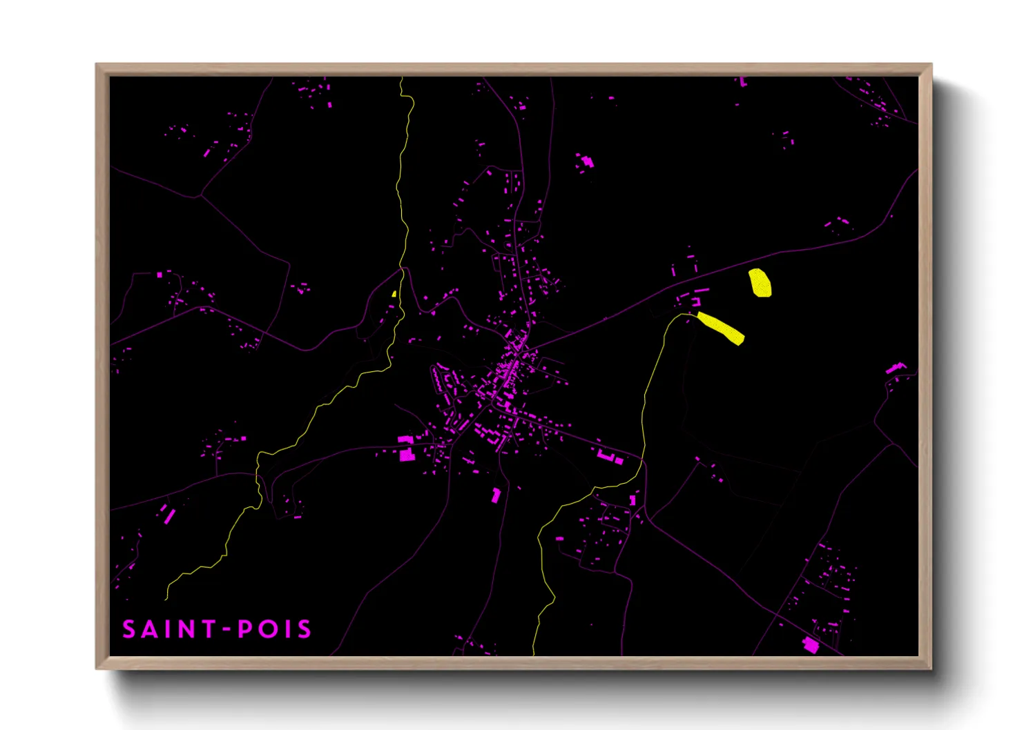 Une affiche de carte sur Saint-Pois