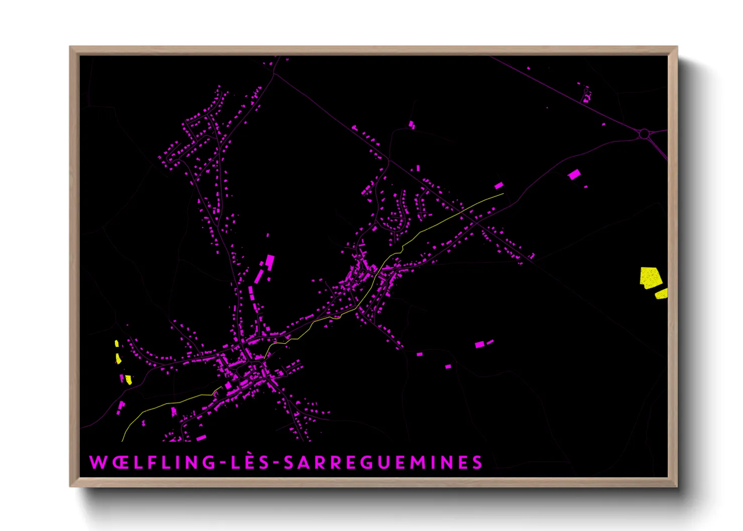 Une affiche de carte sur Wœlfling-lès-Sarreguemines