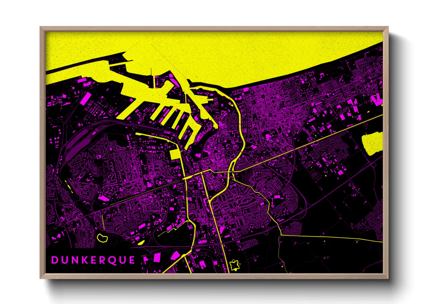 Une affiche de carte sur Dunkerque