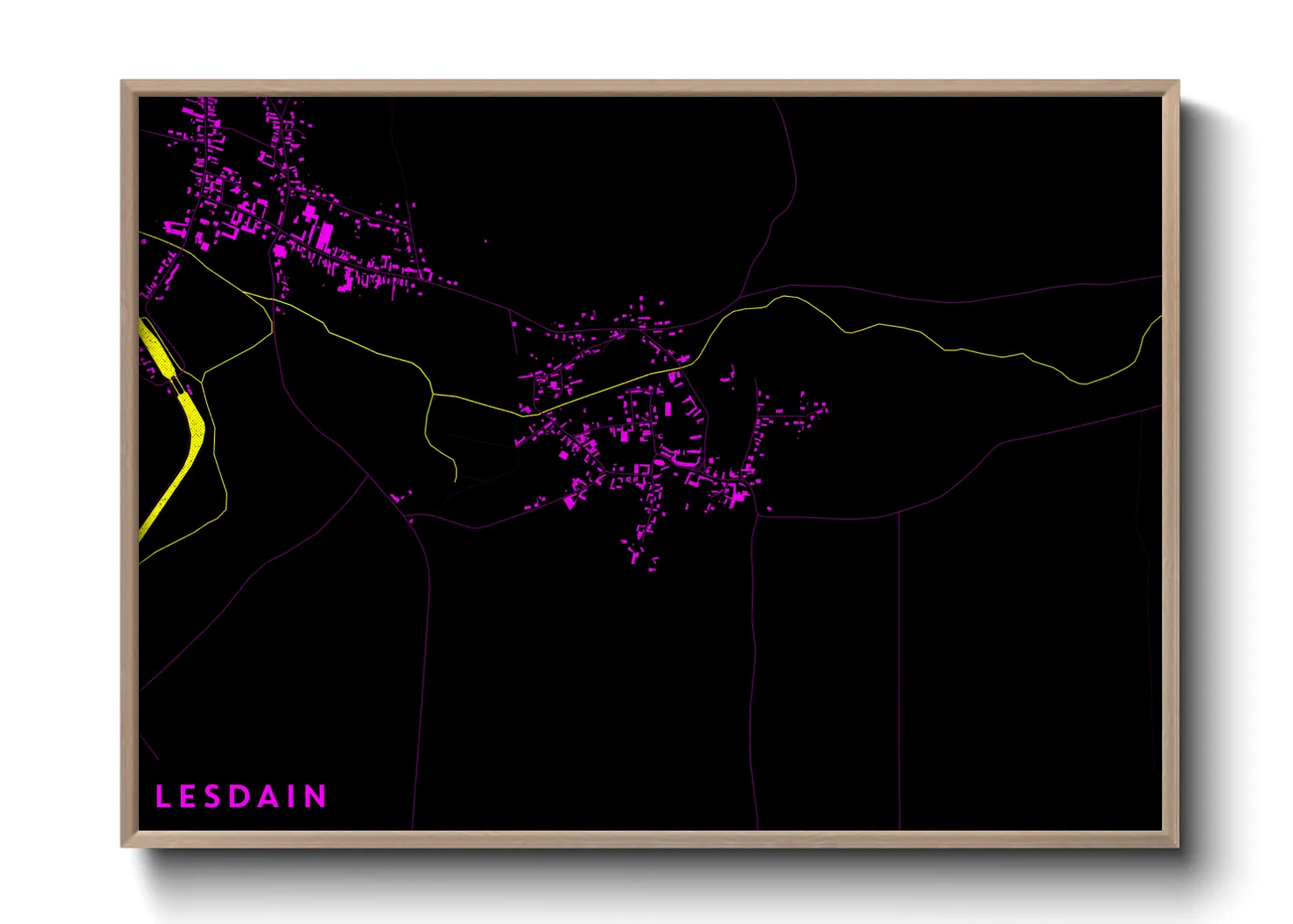 Une affiche de carte sur Lesdain
